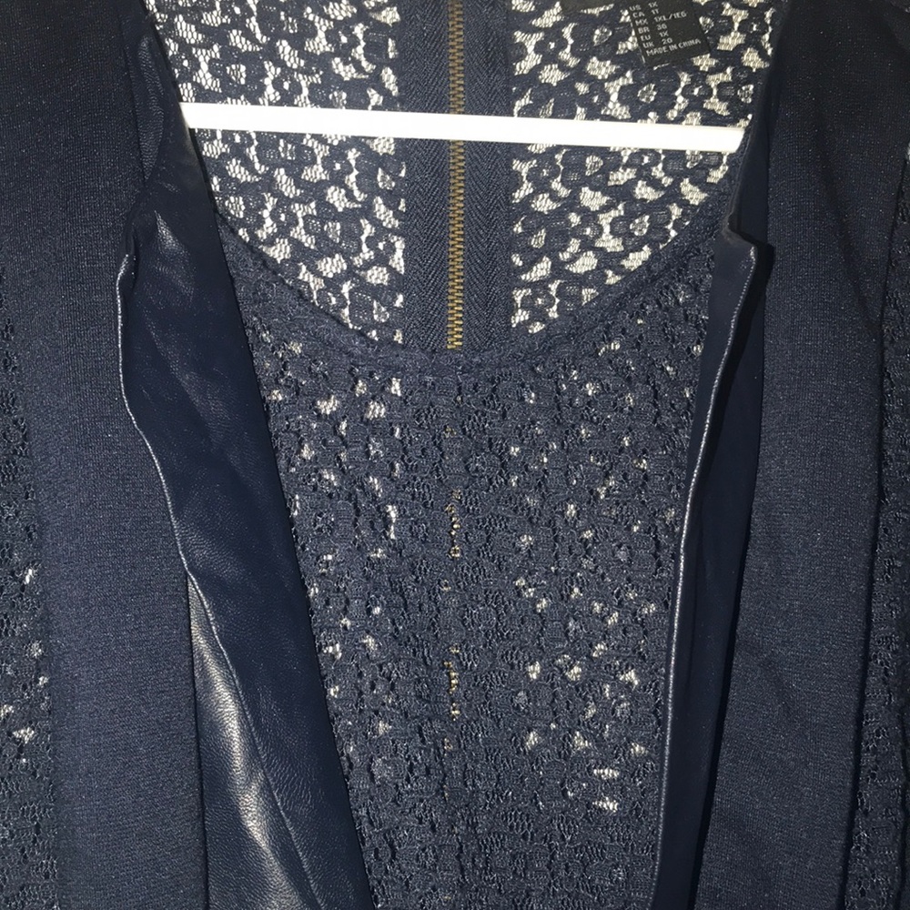 Lace Navy Blue Midi Dress - Picture 2 of 4
